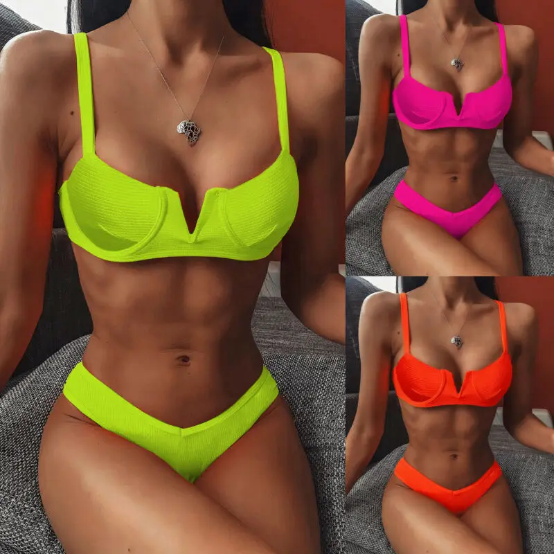 

Women Push-up Padded Bra Bandage Bikini Set Swimsuit Triangle Two Piece Swimwear Bathing Wear Swimsuits Swimwear Bikini Biquini