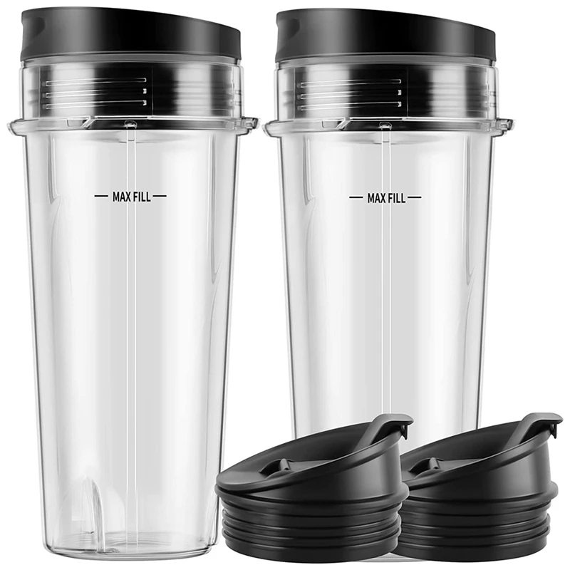 

2-Pack Blender Replacement Parts Single Serve 16Oz Cups With Sip & Seal Lids Compatible For Ninja Blender Accessories