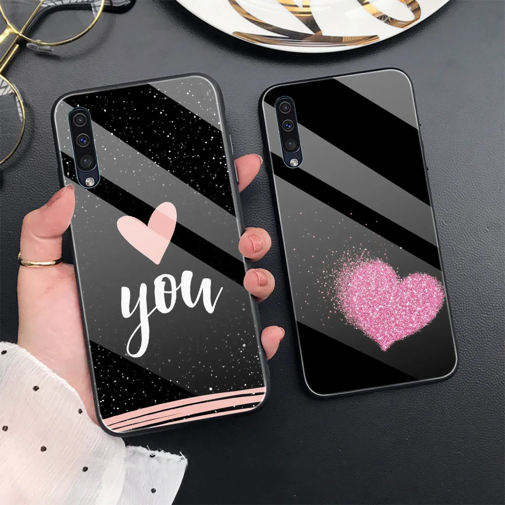

Heart Love Case For Samsung A50 A70 A20 A40 A51 A71 A20E S10 S20 FE S22 S9 Ultra Plus Note 20 10 9 8 Plus Tempered Glass Cover