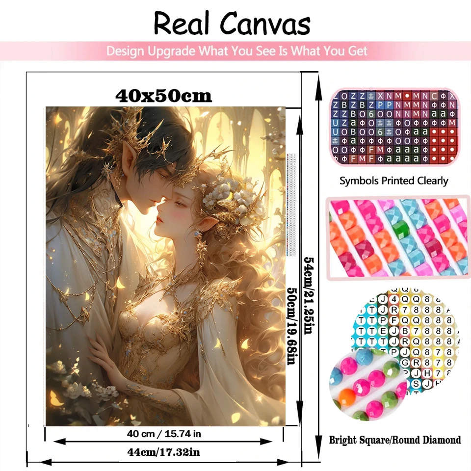 Алмазная картина &quotФея девушка принц эльф&quot 5D полная