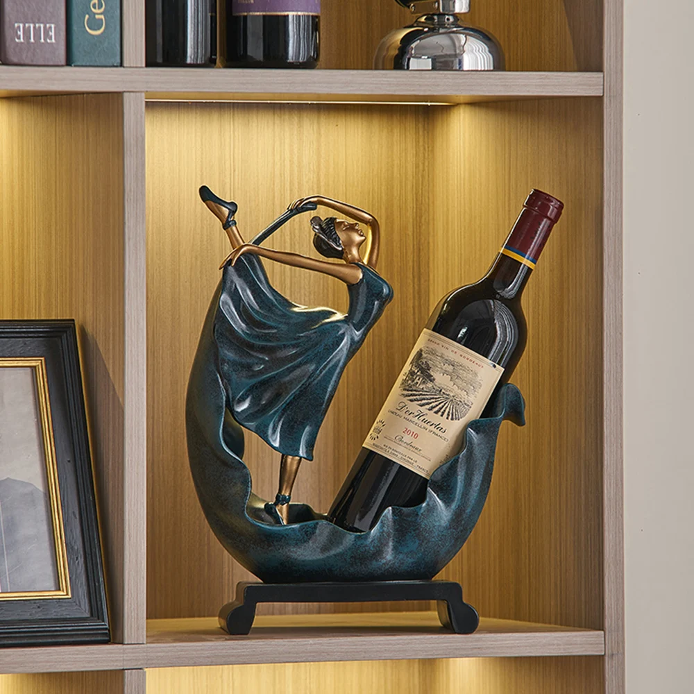 

Luxury Wine Display Shelf Home Decor Figurines Ornaments Modern Fan Beauty Wine Rack Decoration Creative Wedding Business Gifts