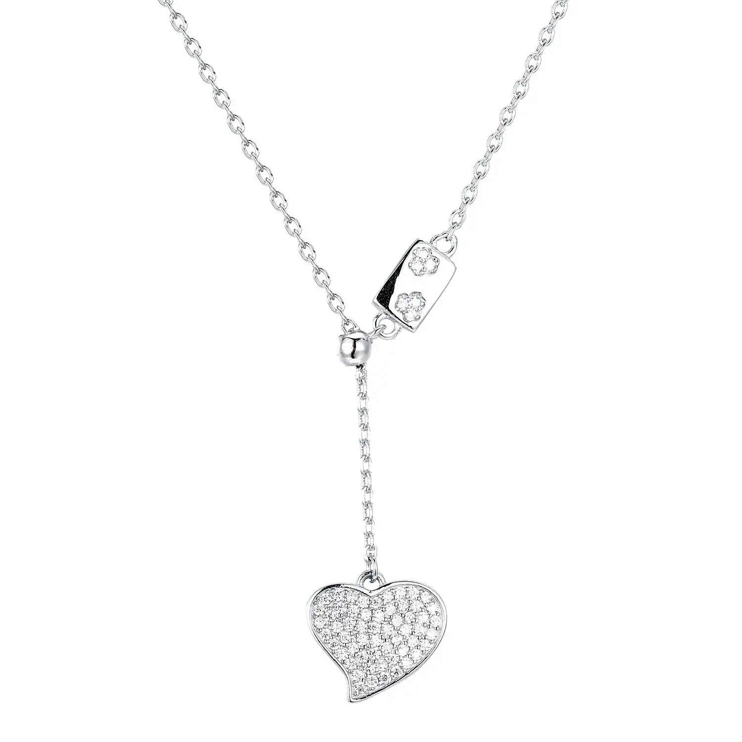 

925S silver light luxury love full of diamonds Y-shaped pendant collarbone temperament female necklace female