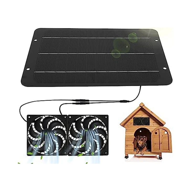 

1Set 10W 12V Solar Fan For Greenhouse Solar Panel Powered Dual Fan ABS With 31.5Inch Cable, For Sheds