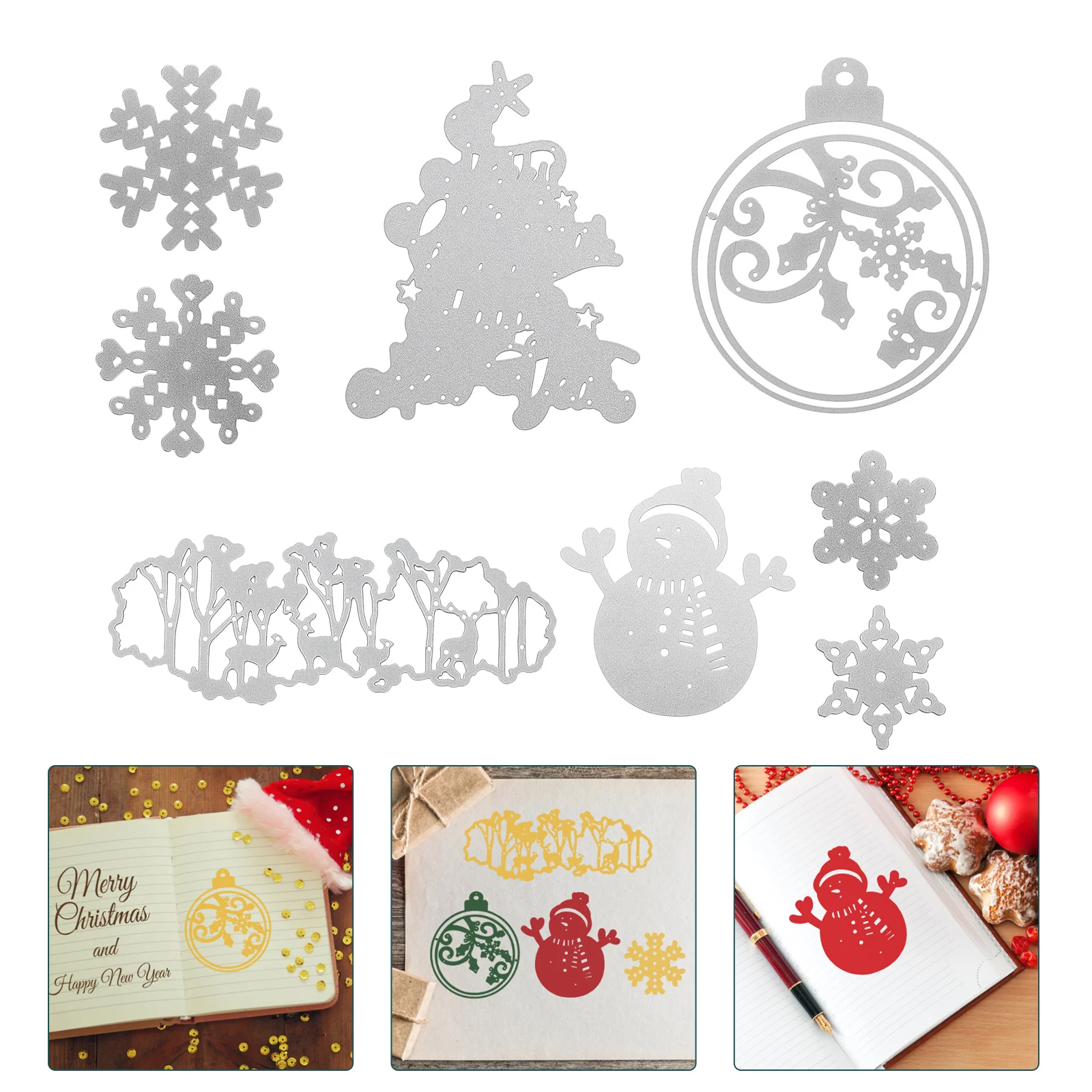 

Dies Die Cutting Christmas Cut Craft Diy Metal Stencil Cuts Xmasmakingsnowflakecarbon Steel Snowman Reindeer Decorative Tree
