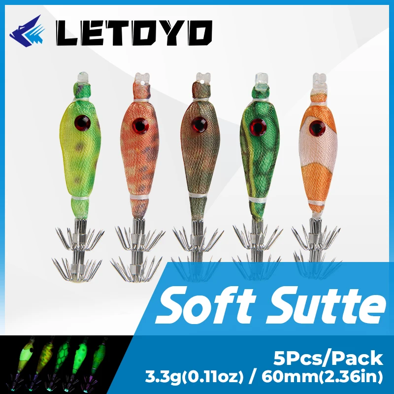LETOYO 5 шт./упак. Mini мягкий кальмар Jig 3 г 60 мм микро плавающий крючок для кальмара