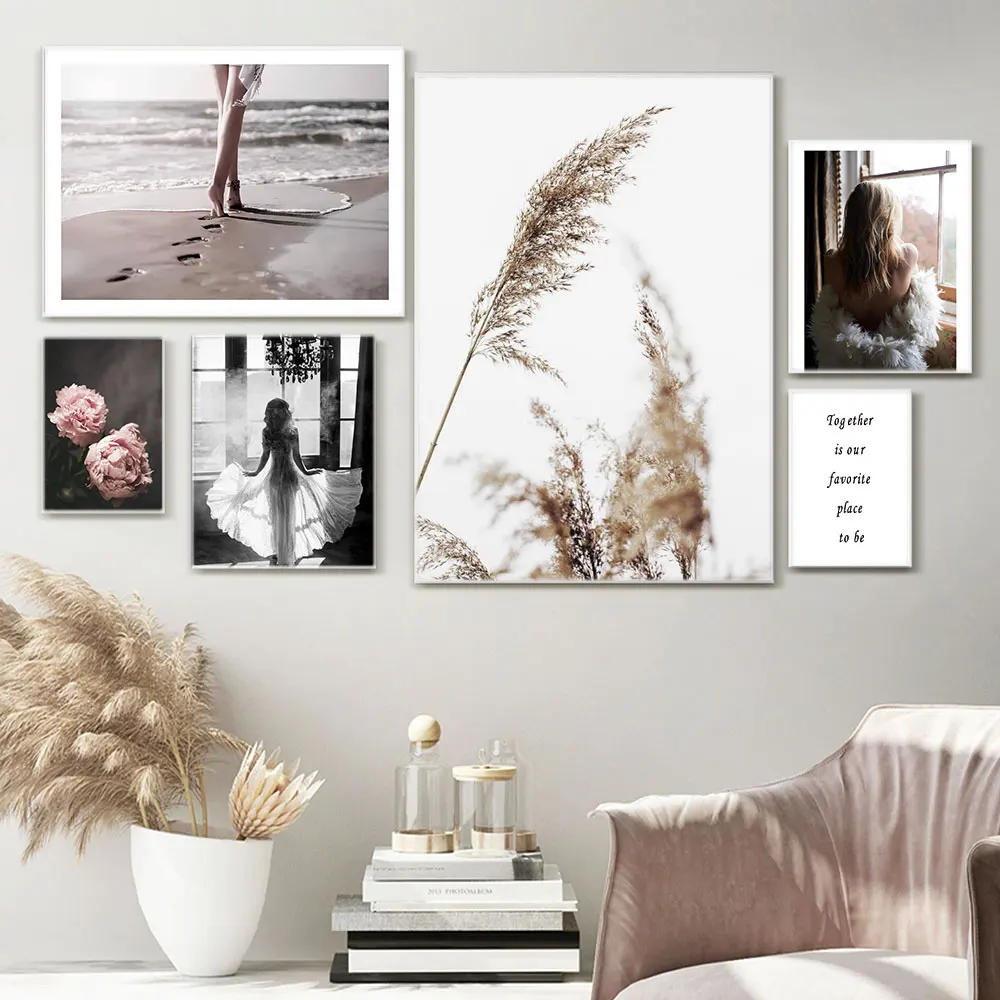 

Wall Art Canvas Painting Paris Pink Flower Fashion Girl Nordic Posters and Prints Nature Modern Wall Pictures Living Room Decor