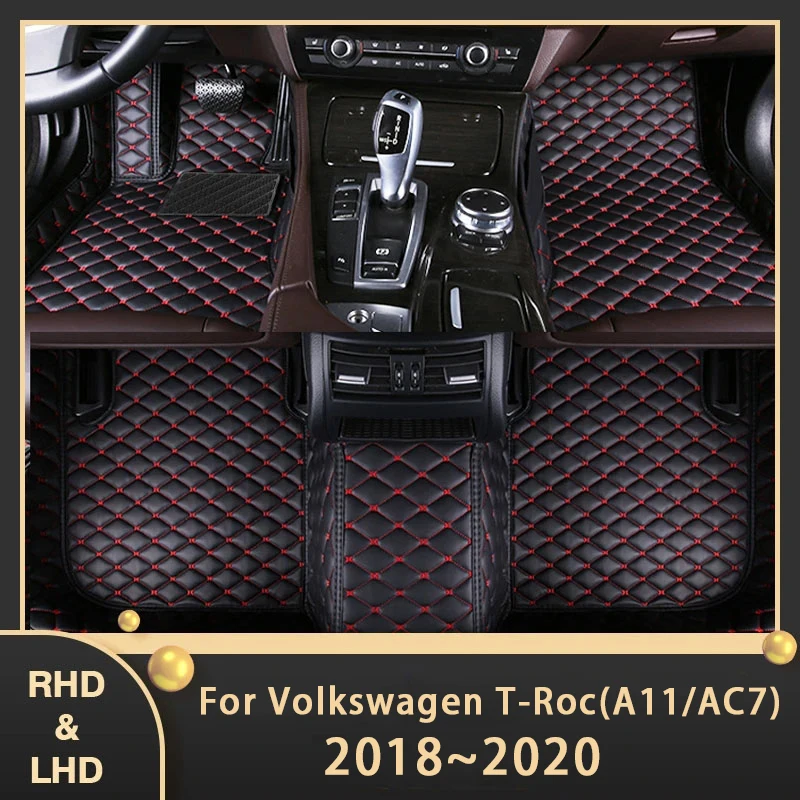 

Car Floor Mats For VW Volkswagen T-Roc A11 AC7 2018 2019 2020 Custom Auto Foot Pads Leather Carpet Interior Accessories