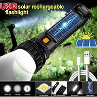 high power led flashlights usbsolar rechargeable flashlight built in battery portable tactical camping torch powerful light