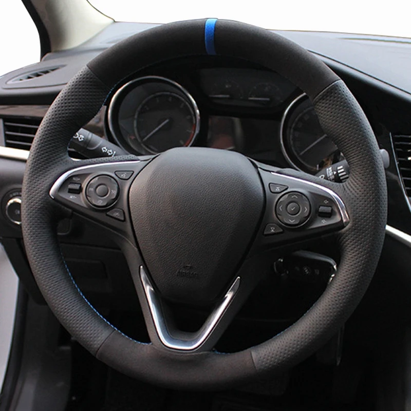 

Нескользящая оплетка на руль автомобиля из черной замши для Buick Envision 2014 2015 2016 2017, аксессуары для интерьера автомобиля