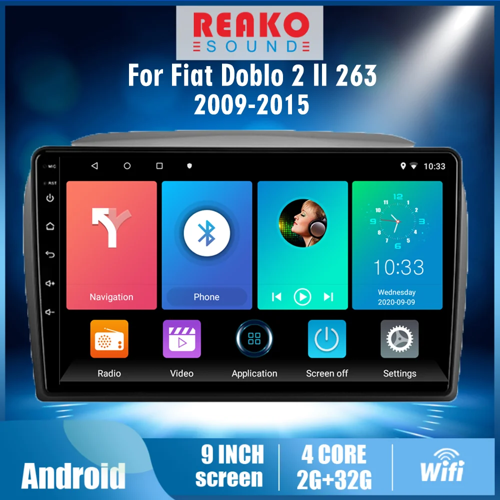

9 Inch 2 Din 4G Android For Fiat Doblo 2 II 263 2009-2015Smart Multimedia Player Wifi Navigation GPS Autoradio Head Unit