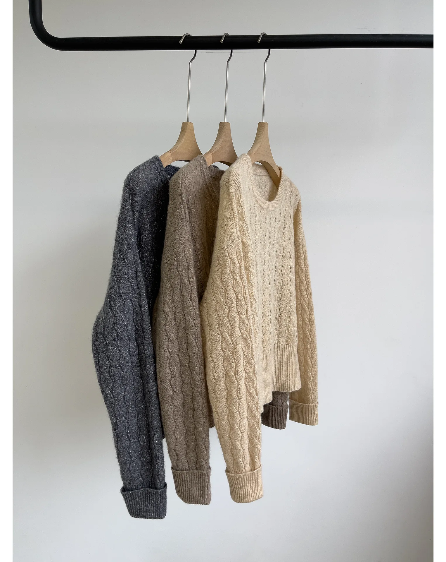 2024 M + новый вязаный свитер из пряжи со звездами и высокой талией свободный