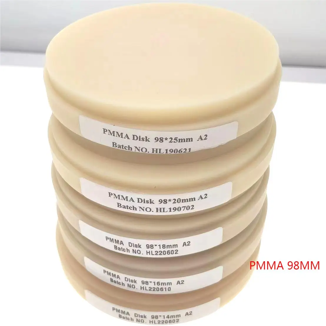 5pcs 98mm Dental PMMA Block CAD CAM Mlling Disc A1 A2