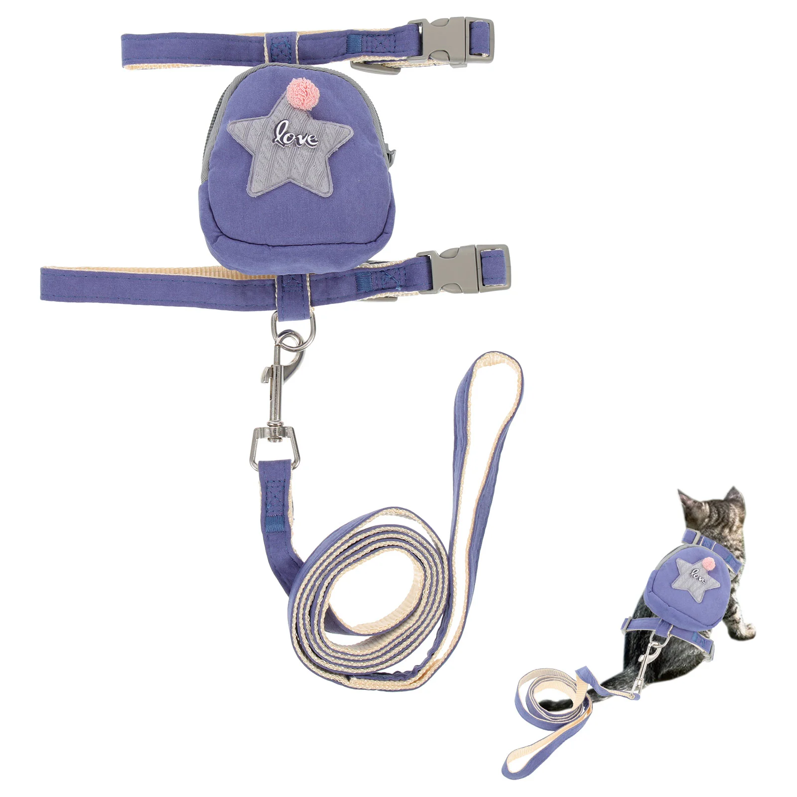 

Cat Leash Harness Outdoor Kittenpet Adjustable Dog Backpack Walking Rope Printing