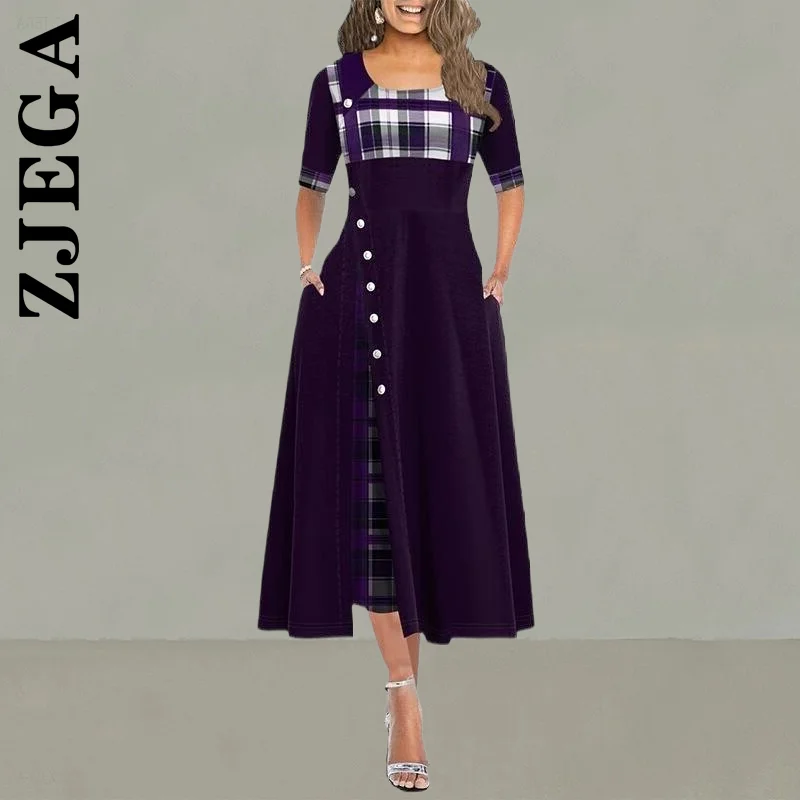 

Zjega, модное женское платье, праздничное, лоскутное, необычное, женское, винтажное, на пуговицах, макси-платье, наряды, мягкая женская одежда