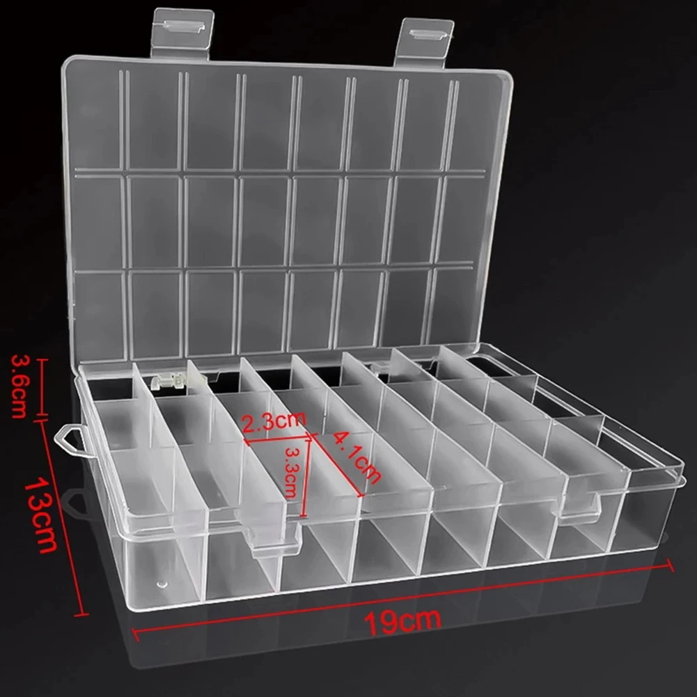 24 Grids Compartment Plastic Storage Box Screw Holder Case ICs Chips Organizer Container Jewelry Earrings Necklaces Pearls Rings