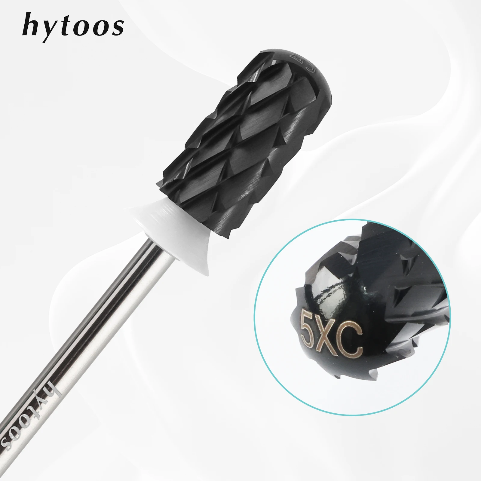 HYTOOS DLC черные безопасные твердосплавные сверла для ногтей 5XC с гладким верхом и