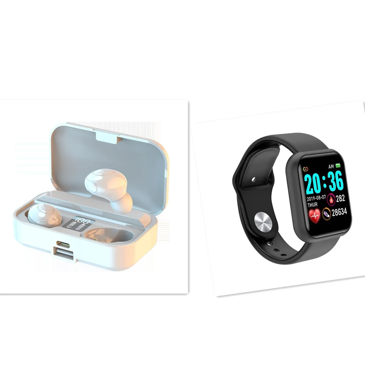 Беспроводные Bluetooth-наушники TWS 2 в 1 с умными часами спортивные умные браслеты для