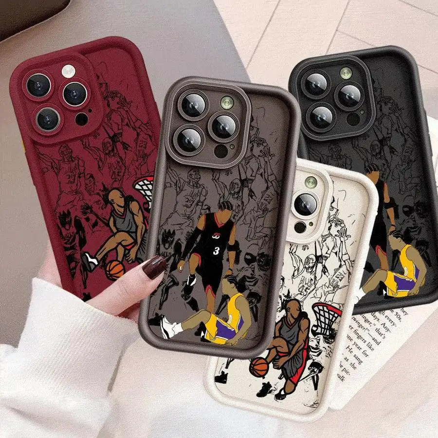 Basketball Phone Case for Apple iPhone 16 11 13 15 12 14 Pro Max 7 XR X XS Mini Plus 8 SE Silicone Cover