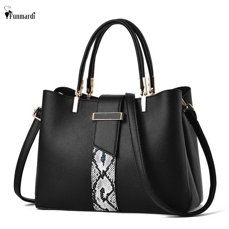 

FUNMARDI Luxury Serpentine Designer Handbags Female Big Bags Elegant Women Shoulder Crossbody Bag PU Leather Top Tote WLHB3267
