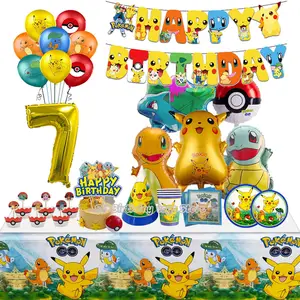 Juego de globos con temática de Pokémon para niños, decoración de  cumpleaños, Pikachu, número, 1-9 años, suministros para fiestas, juguetes,  34 unidades - AliExpress