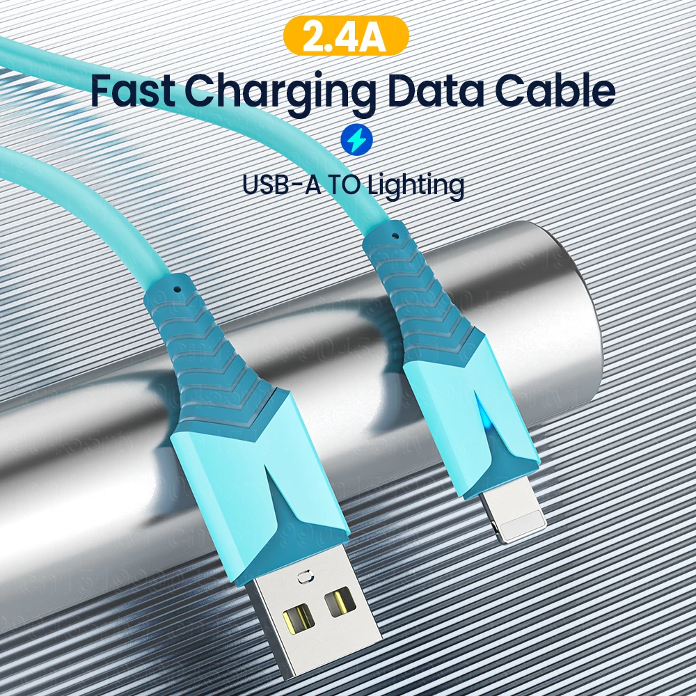 Фото 2.4A USB Cable For iPhone 13 12 11 Pro Max XS X 6s 7 8 Plus Origin Mobile Phone Quick Charging Charger Cord Data Charger Wire 2m №2