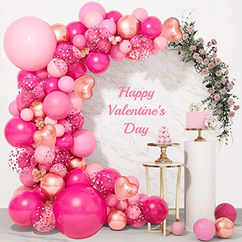 

wedding decoration mariage valentines day arche ballon anniversaire first 5th happy birthday girl globos confetti pink balloons