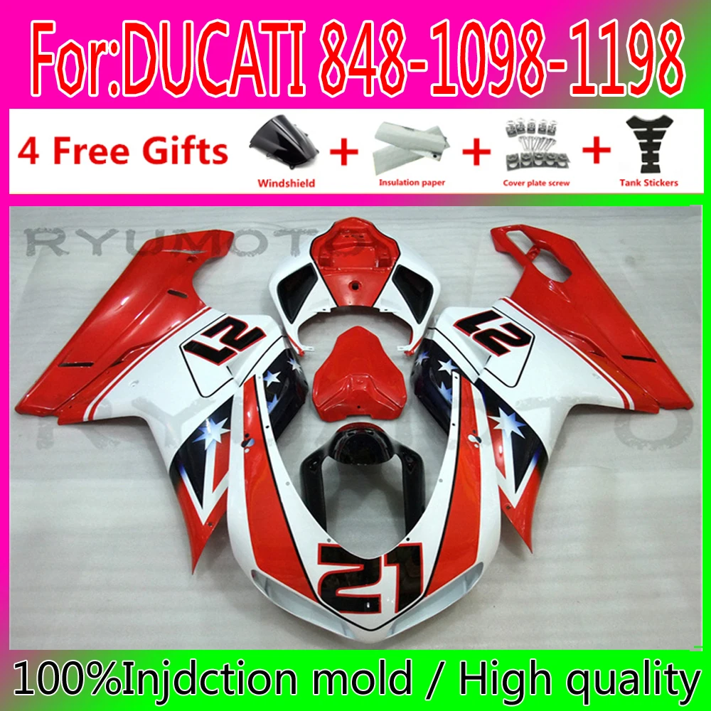 

New ABS Motorcycle Injection Fairings Kit Fit For Ducati 848 1098 1198 2007 2008 2009 10 11 12 07 08 09 Fairing