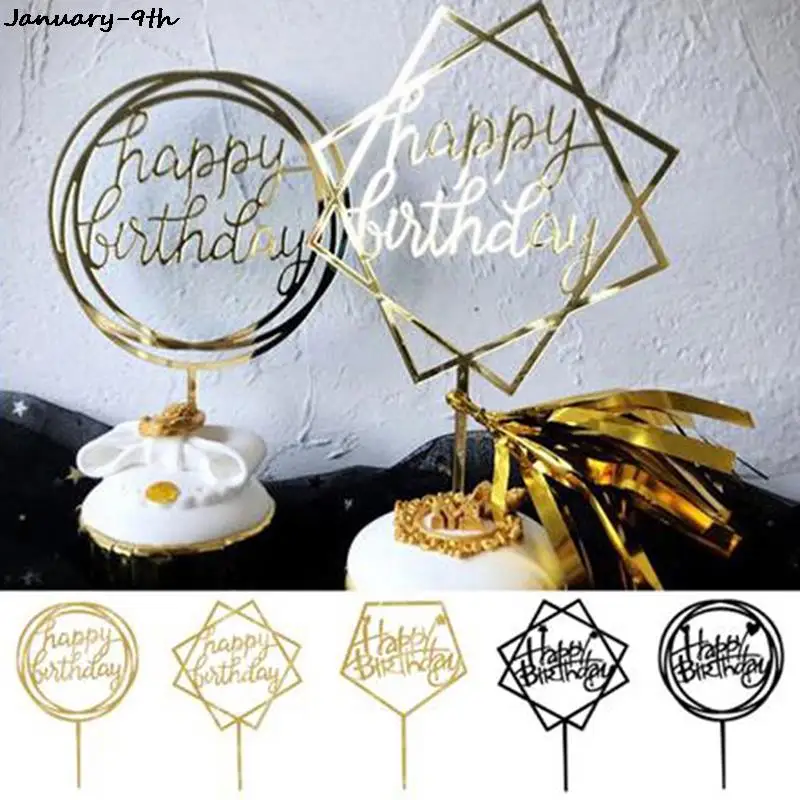 

10 Pcs/lot New Multi Style Acrylic Hand Writing Happy Birthday Cake Topper Dessert Decoration For Birthday Party Lovely Gift