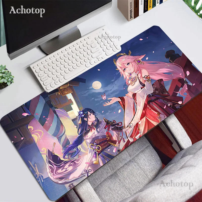 

Genshin Impact Mouse Pad Yae Miko Gaming Accessories Desk Mat Pc Gamer ковер Keyboard Mouse Mats Xxl Deskmat Laptop Mousepad Rug