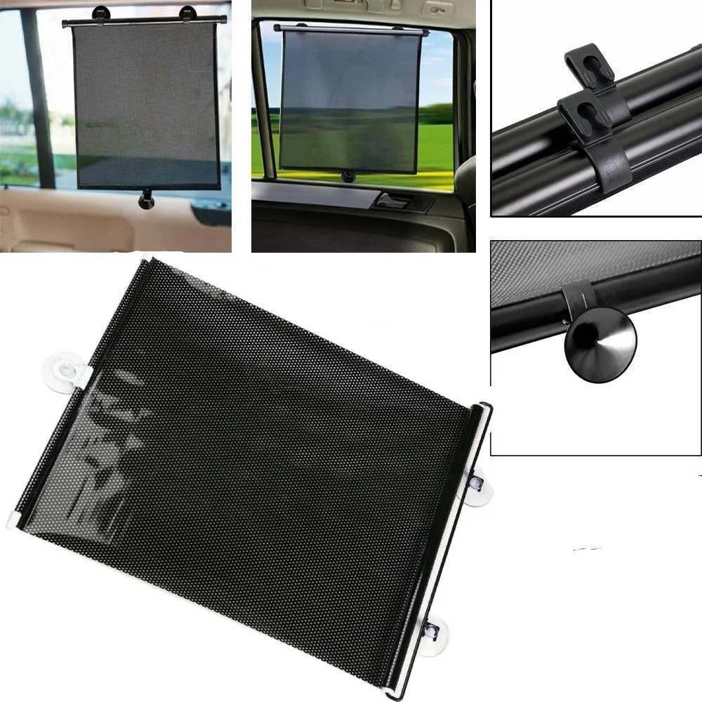 

2pcs Brand New And High Quality PVC Material Retractable Car Side Casement Baby Sun Shade Shield Cover Roll Curtain Visor