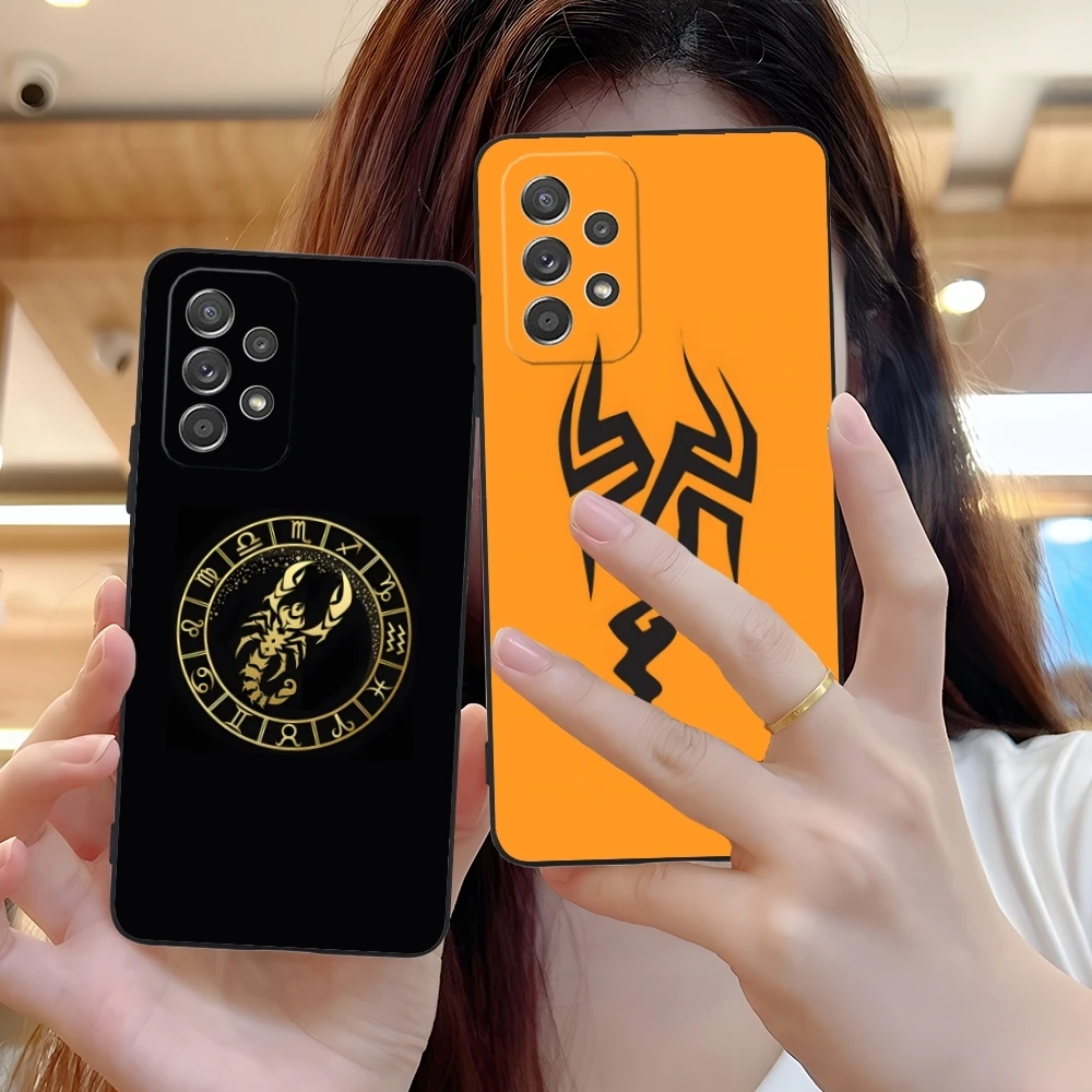 Colored Golden Scorpio Mobile Cell Phone Case for Samsung Galaxy A73 72 71 70 55 54 53 52 35 34 32 23 14 13 5G Black Cover Shell