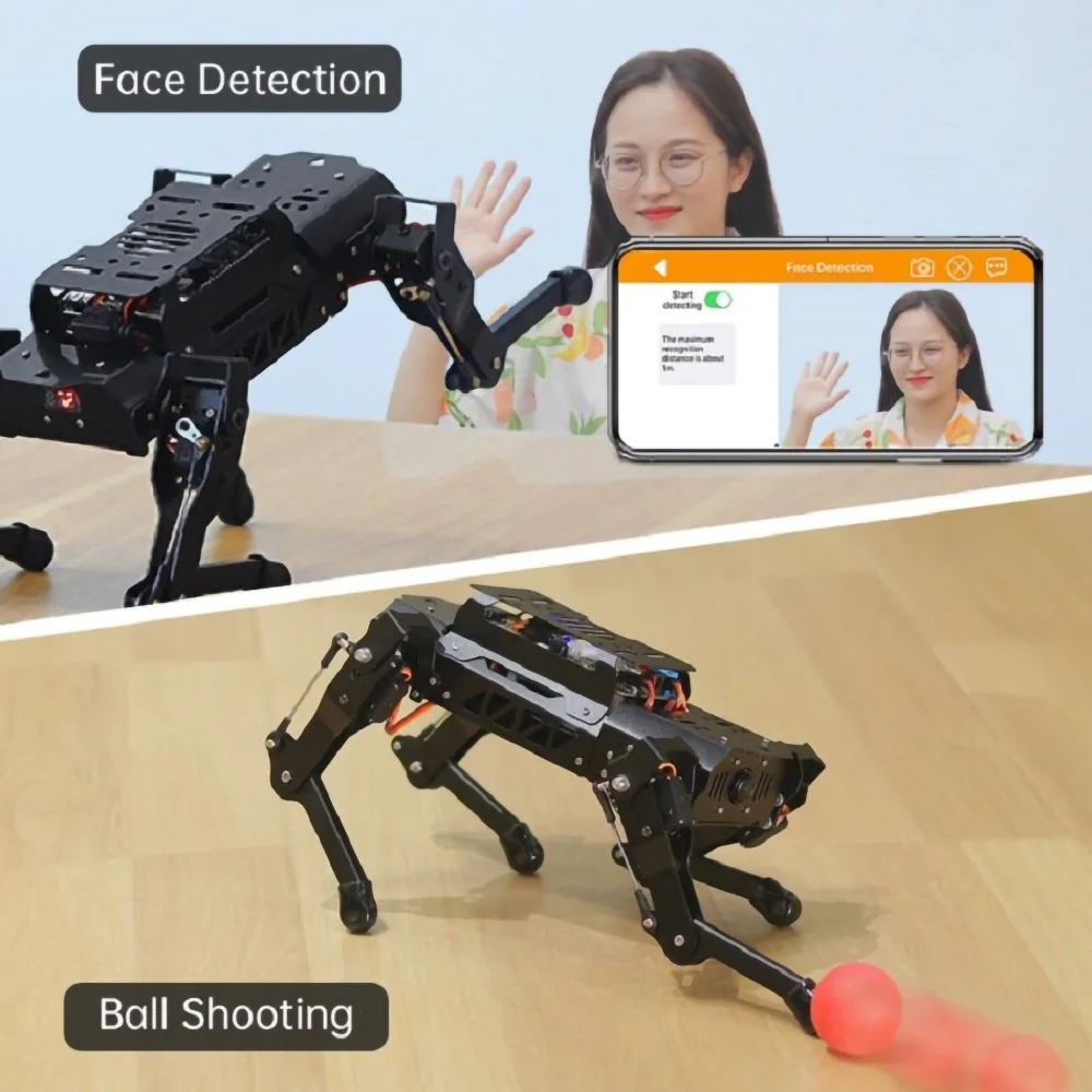 ROS Robot Four-Legged Robot Dog Puppypi Bionic 4-Legged Intelligent Programming AI Visual Recognition Raspberry Pi 4B enlarge