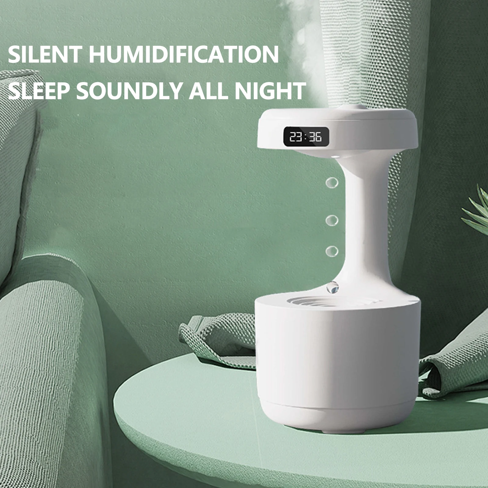 

800ML Water Drop Countercurrent Humidifier Desktop Anti-gravity Humidifiers Silent Cool Mist Maker 4H Power-off Protection