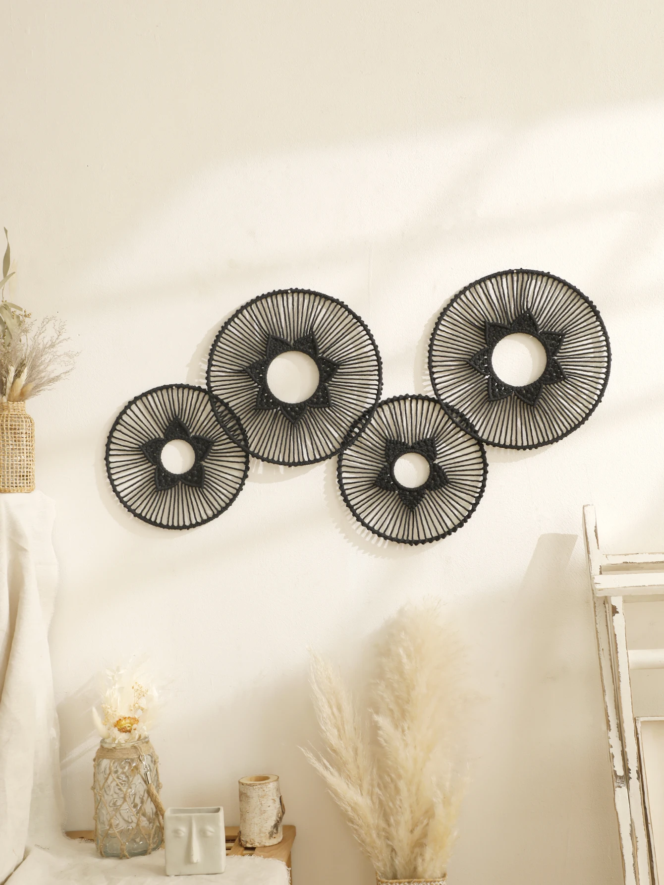 Круглый хлопковый гобелен украшение на стену в стиле бохо ручная работа