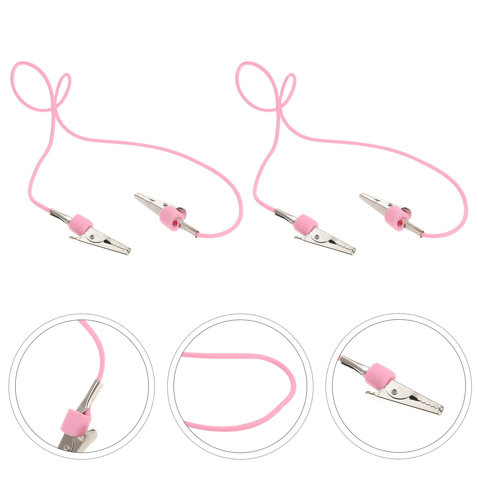

2 Pcs Stainless Steel Glasses Extension Band Napkin Holder Silicone Chain Clips