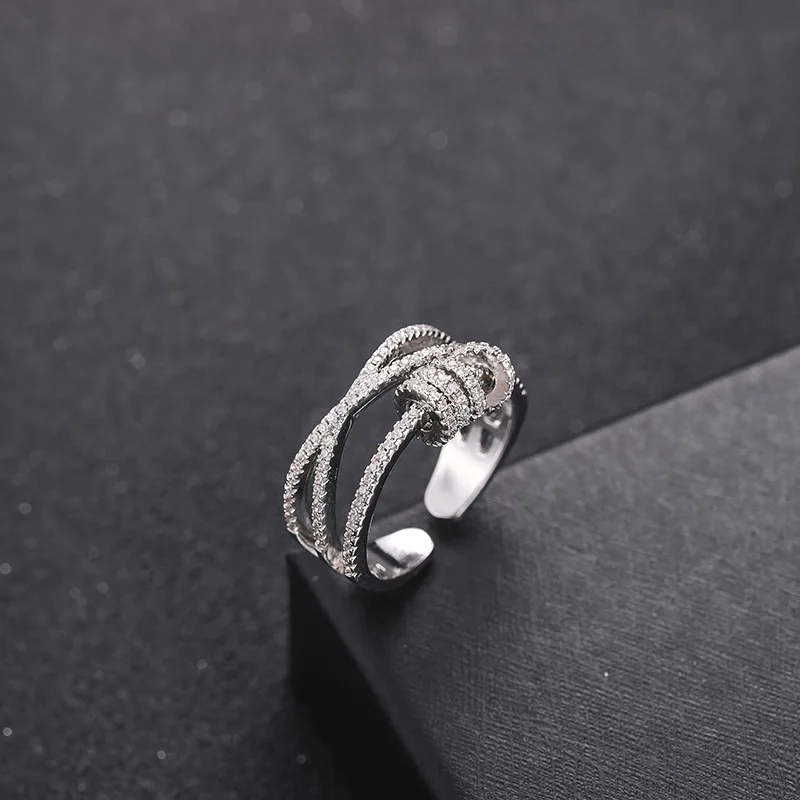 

Net red the same classic micro-inset zircon transfer smart open ring temperament everything multi-layer cross ring