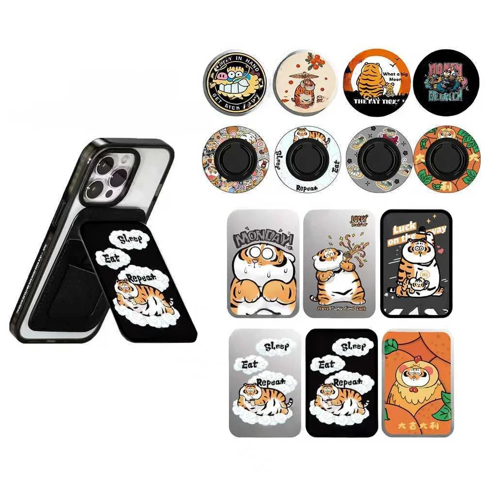 Складная черная подставка для телефона MagSafe с рисунком тигра держателя IPhone