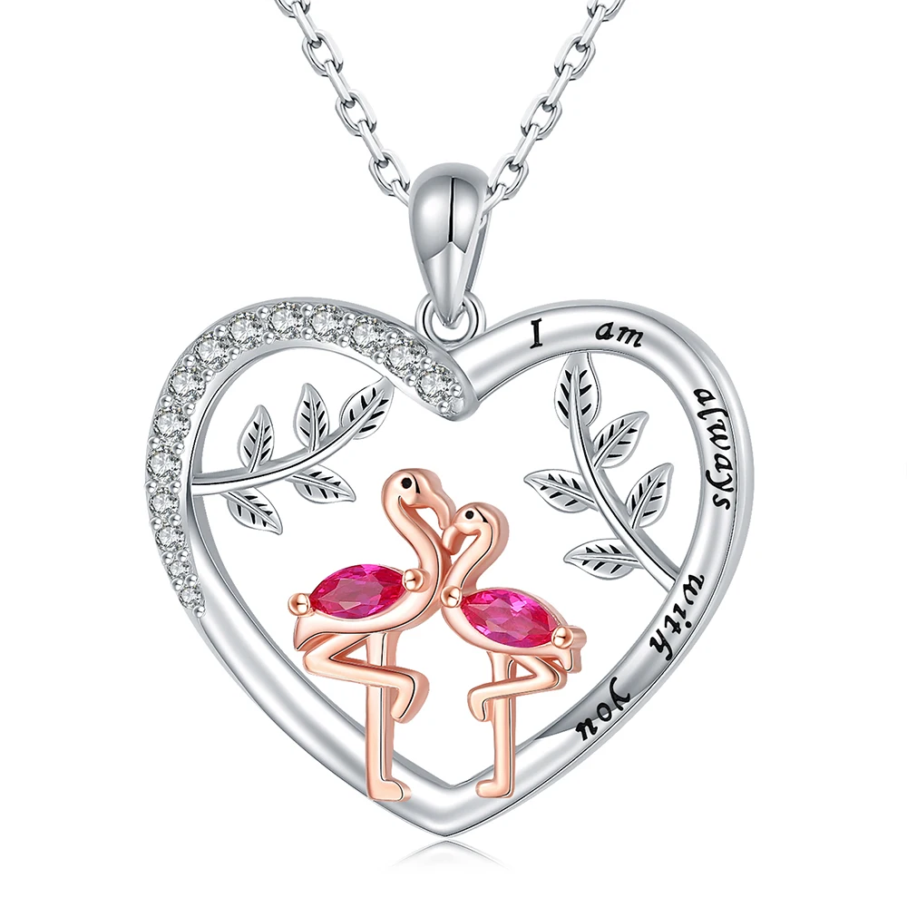 Женское ожерелье из серебра 925 пробы с кулоном в виде фламинго