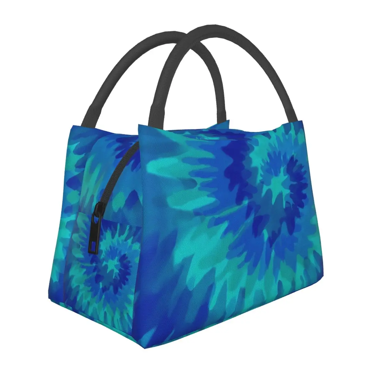 

Blue Vibrant Tie Dye Lunch Bag Retro Swirl Print Kawaii Lunch Box For Women Picnic Convenient Cooler Bag Graphic Tote Food Bags