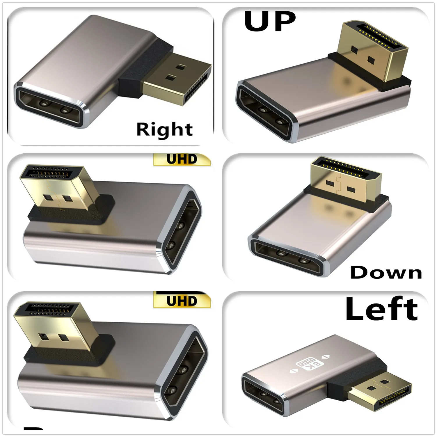 Адаптер-удлинитель DisplayPort 8K, 90 градусов, правый угол, DP Версия ...