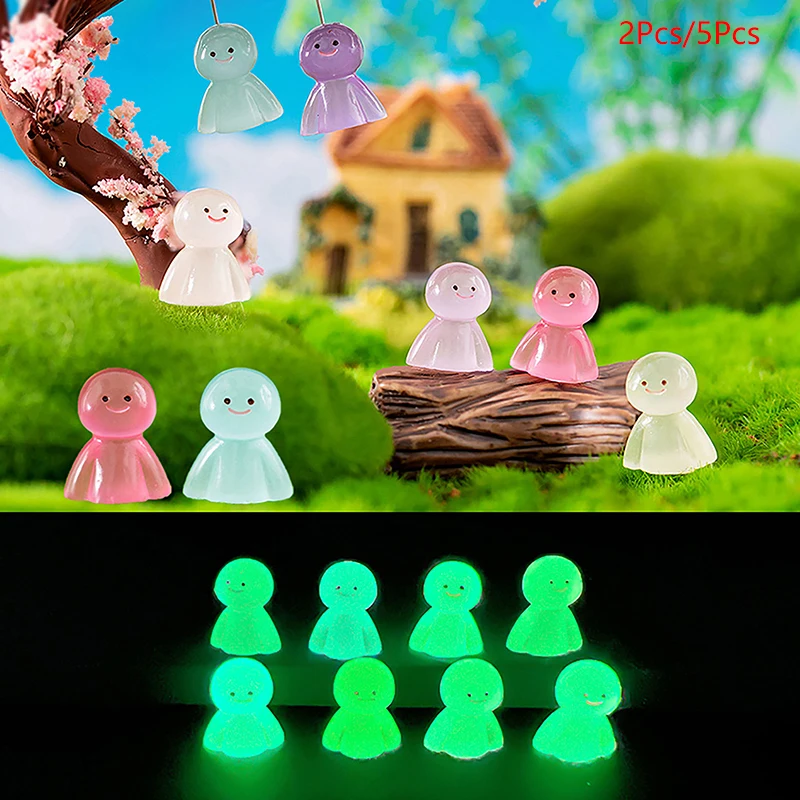 

2/5Pcs Luminous Sunshine Doll Ornament Mini Color Cartoon Doll Micro Landscape Decoration Dollhouse Miniature Toy