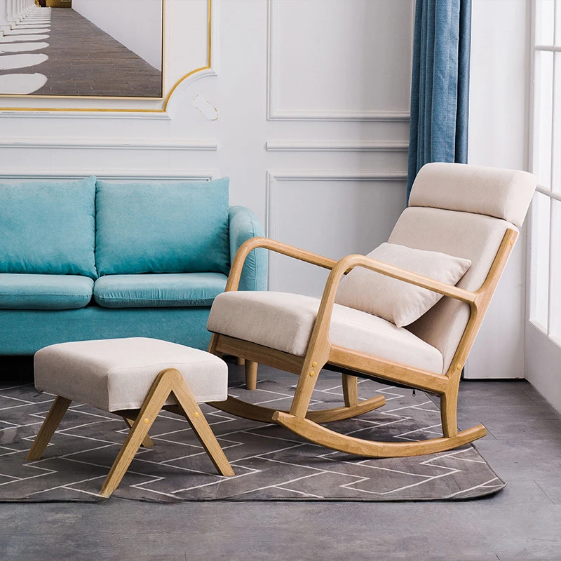 Скандинавский кресло-качалка для взрослых, кресло-качалка для отдыха на балконе, кресло-качалка из массива дерева для отдыха в гостиной и дома - Сидим с комфортом