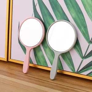 Korean Portable Matte Mini Pink Mirror Cute Round Shape Handheld Mirror Cute Small For Daily Cosmetic Makeup Supplies Wholesale