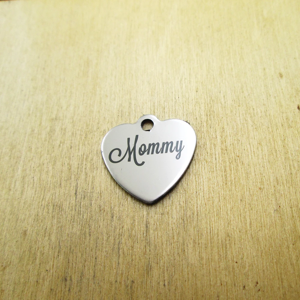 10pcs/lot--Mommy stainless steel charms Laser Engraved DIY Charms Pendants