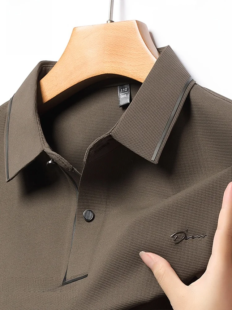 Шелковая рубашка-поло с длинными рукавами Дятел мужская осенняя деловая