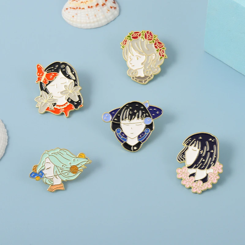 

Cute Girl Brooches Two-dimensional Animation Brooch Planet Flower Butterfly Backpack Badge Anime Character Cartoon Jewelry Gift