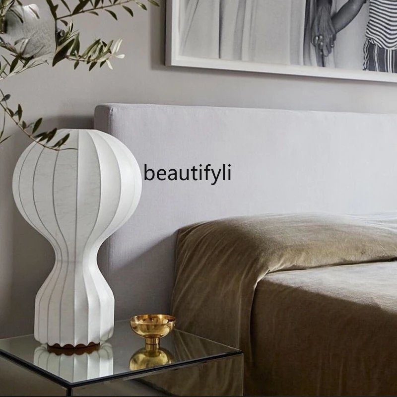 

zqDecorative Table Lamp Living Room Home Bedroom Japanese Style New Chinese Style Model Room Silk