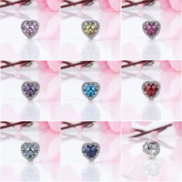925 sterling silver sparkling heart shaped opal crystal beads for original pandora charms women bracelets bangles jewelry