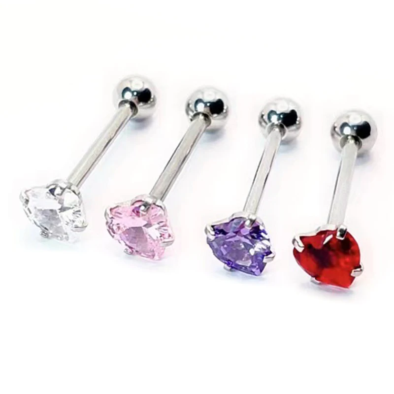 Серьги-гвоздики женские из титановой стали, ювелирные украшения для пирсинга тела с искусственным цирконием в форме сердца, кристаллов, 1 шт. Серьги-гвоздики женские из титановой стали, ювелирные украшения для пирсинга тела с искусственным цирконием в форме сердца, кристаллов, 1 шт.