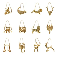 12 constellations earrings individuality simple gold animal design zodiac sign earrings for women trendy jewelry gift 2022